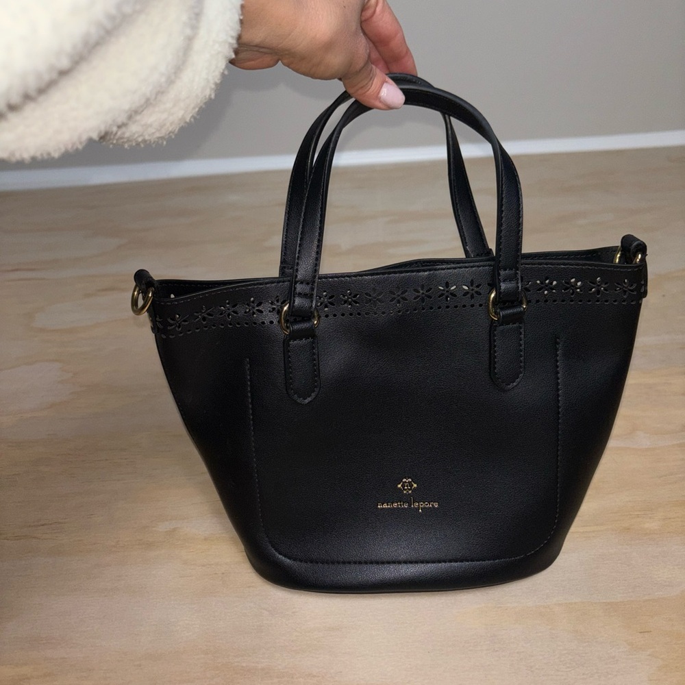 Nanette Lepore Black Satchel with Gold Details
